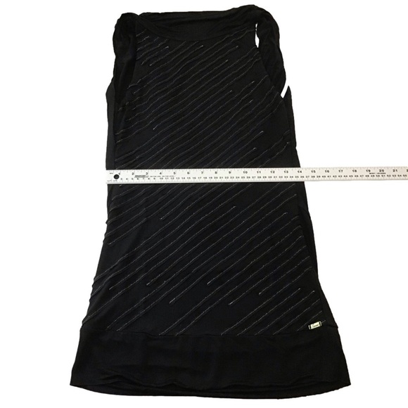 Marciano BLACK 100% silk mini dress open back silver metallic sewing size Small - Picture 12 of 15